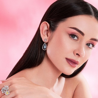 J Fine 18K White & Rose Gold Argyle Pink™ Diamond and Aquamarine Drop Earrings