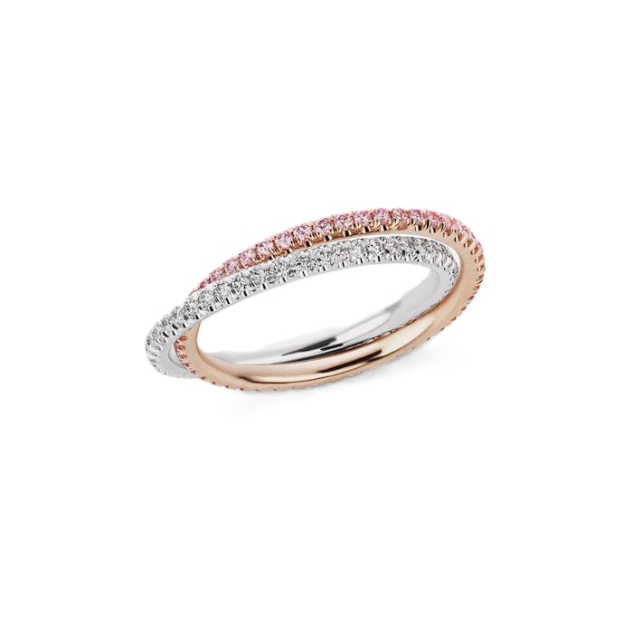 J Fine Platinum & 18K Rose Gold Argyle Pink™ Diamond Movable Double Band