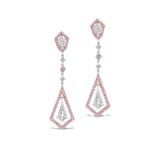 J Fine Platinum & 18K Rose Gold Argyle Pink™ Diamond and White Kite Shape Diamond Drop Earrings