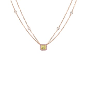 J Fine 18K Pink & Yellow Gold Argyle Pink™ Diamond and Yellow Diamond East West Pendant Necklace J Fine 18K Pink & Yellow Gold Argyle Pink™ Diamond and Yellow Diamond East West Pendant Necklace