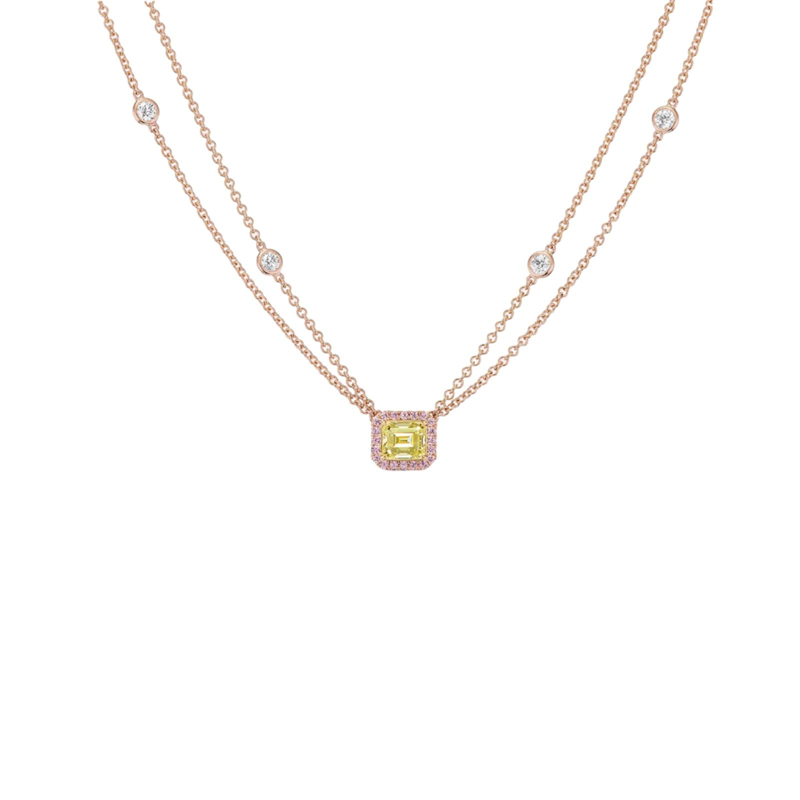 J Fine 18K Pink & Yellow Gold Argyle Pink™ Diamond and Yellow Diamond East West Pendant Necklace