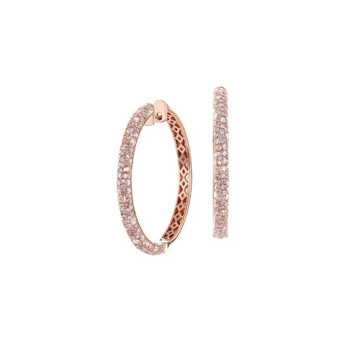 J Fine 18K Pink Gold Argyle Pink™ Diamond Dome Pave Hoop Earrings