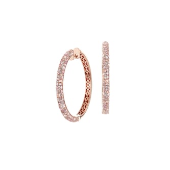 J Fine 18K Pink Gold Argyle Pink™ Diamond Dome Pave Hoop Earrings J Fine 18K Pink Gold Argyle Pink™ Diamond Dome Pave Hoop Earrings