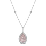 J Fine Platinum & 18K Rose Gold Very Light Pink Pear Shape Pink Diamond Pendant Necklace