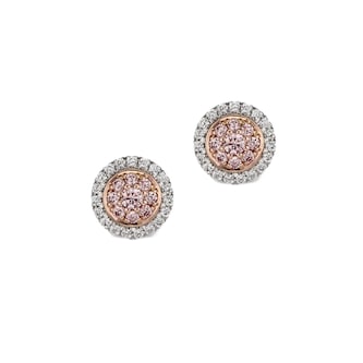 J Fine Platinum & 18K Rose Gold Argyle Pink™ Diamond Double Halo Stud Earrings