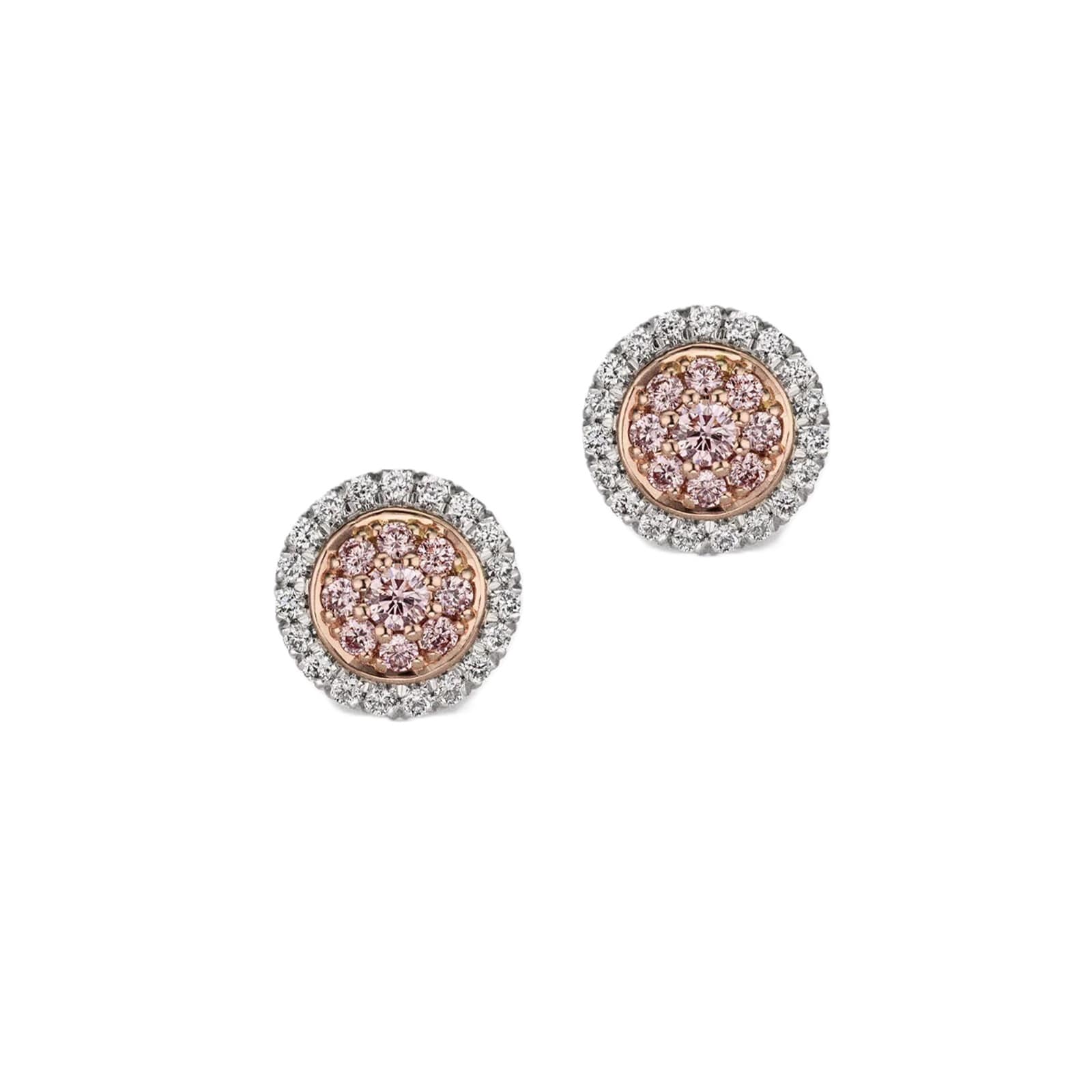 J Fine Platinum & 18K Rose Gold Argyle Pink™ Diamond Double Halo Stud Earrings