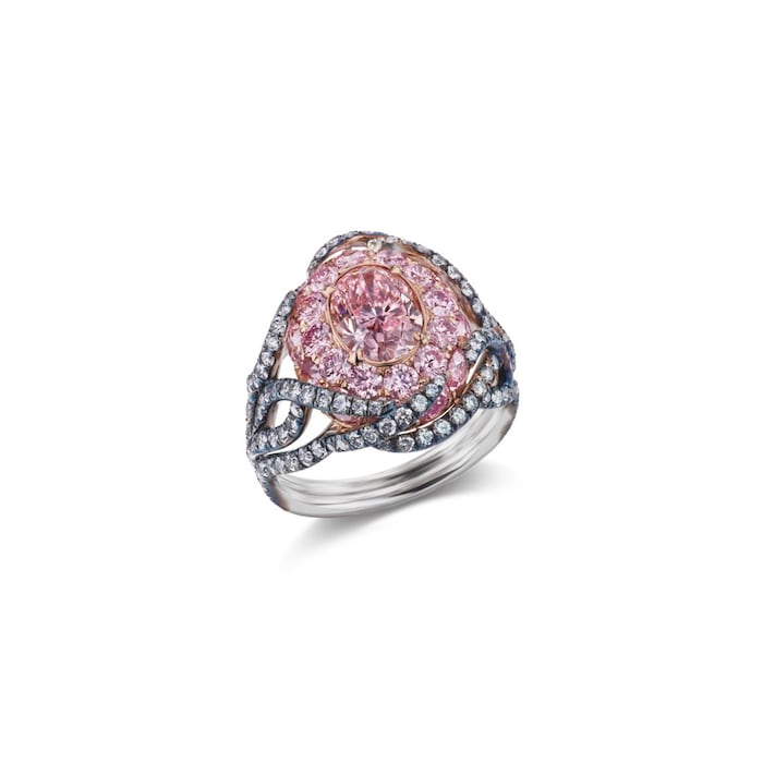 J Fine Platinum & 18K Rose Gold Argyle Pink™ Diamond Divine Lotus Ring