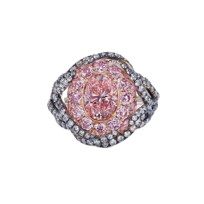 J Fine Platinum & 18K Rose Gold Argyle Pink™ Diamond Divine Lotus Ring