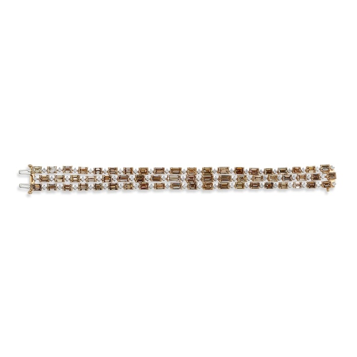J Fine 18K White & Rose Gold Brown Emerald Cut Diamond Bracelet