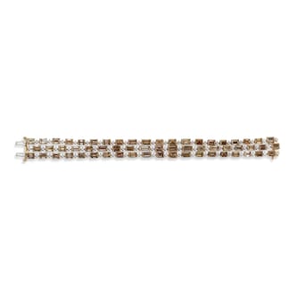 J Fine 18K White & Rose Gold Brown Emerald Cut Diamond Bracelet