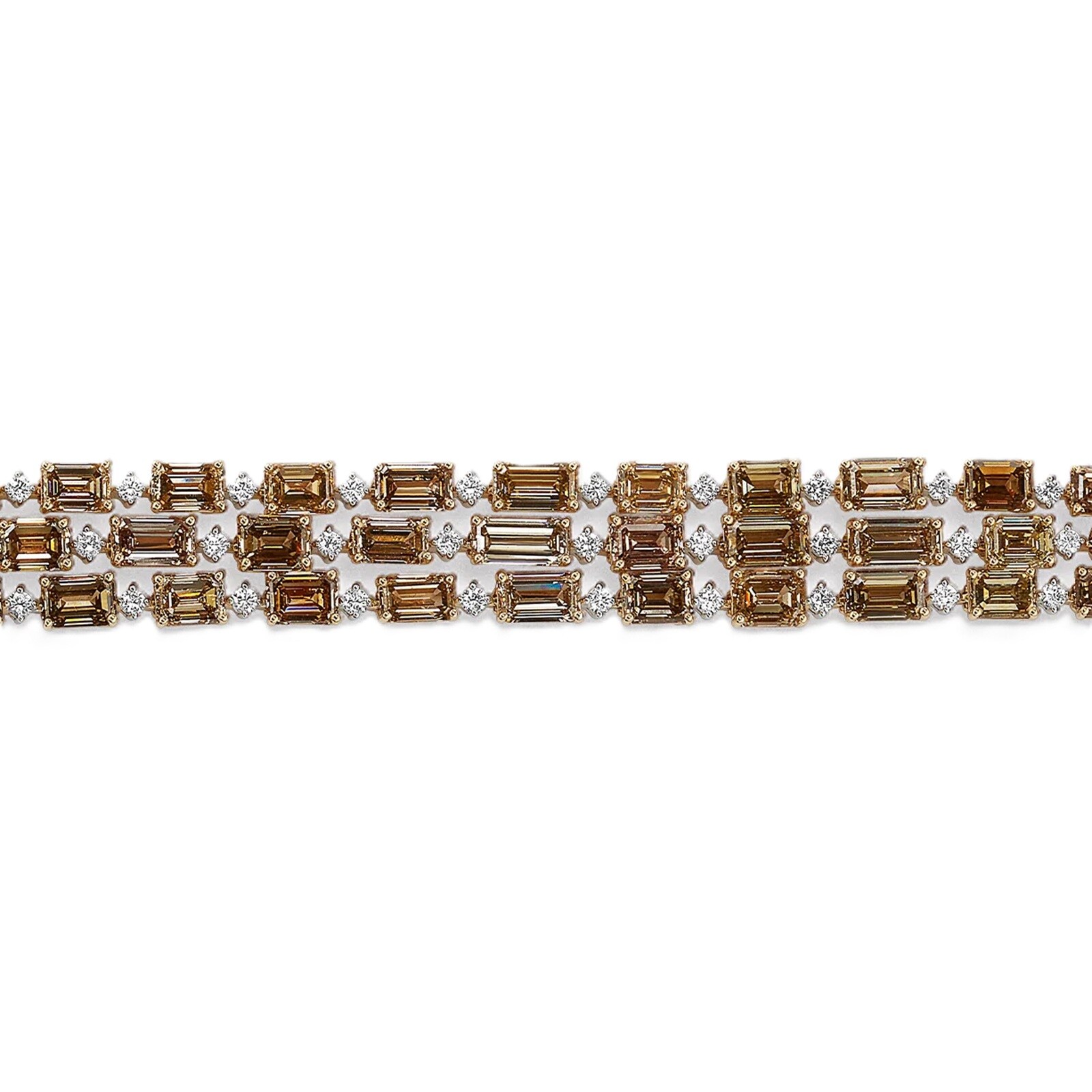 J Fine 18K White & Rose Gold Brown Emerald Cut Diamond Bracelet