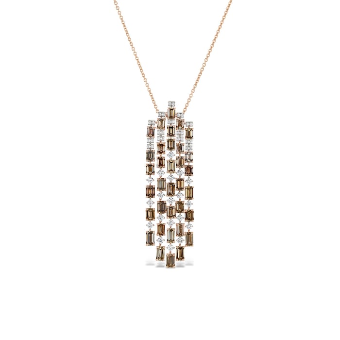 J Fine 18K Rose Gold Brown Emerald Cut Diamond Necklace