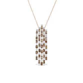 J Fine 18K Rose Gold Brown Emerald Cut Diamond Necklace