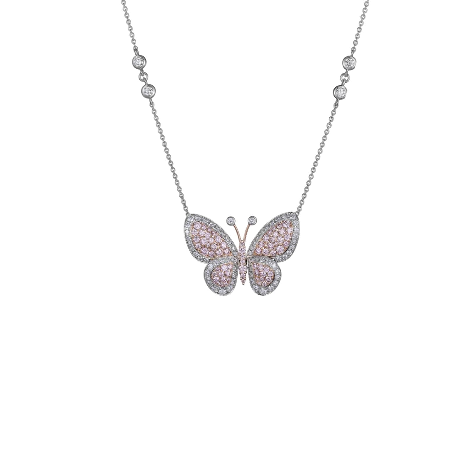 J Fine 18K White & Pink Gold Argyle Pink™  Diamond Butterfly Pendant Necklace