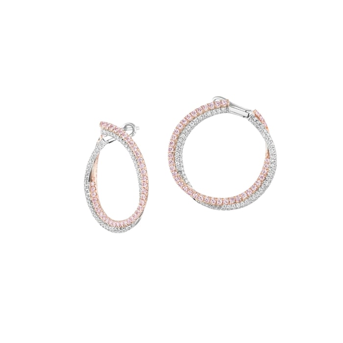 J Fine Platinum & 18K Pink Gold Argyle Pink™ Diamond Crossover Hoop Earrings