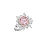 J Fine Platinum & 18K Pink Gold Floral Diamond Ring - Size 6.5