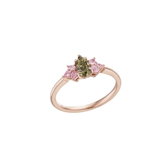 J Fine 18K Pink Gold Green & Pink Diamond Stackable Cluster Ring - Size 6.5 J Fine 18K Pink Gold Green & Pink Diamond Stackable Cluster Ring - Size 6.5