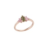 J Fine 18K Pink Gold Green & Pink Diamond Stackable Cluster Ring - Size 6.5