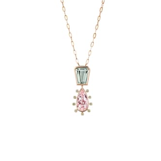 J Fine 18K Pink Gold Tourmaline & Morganite Pendant Necklace