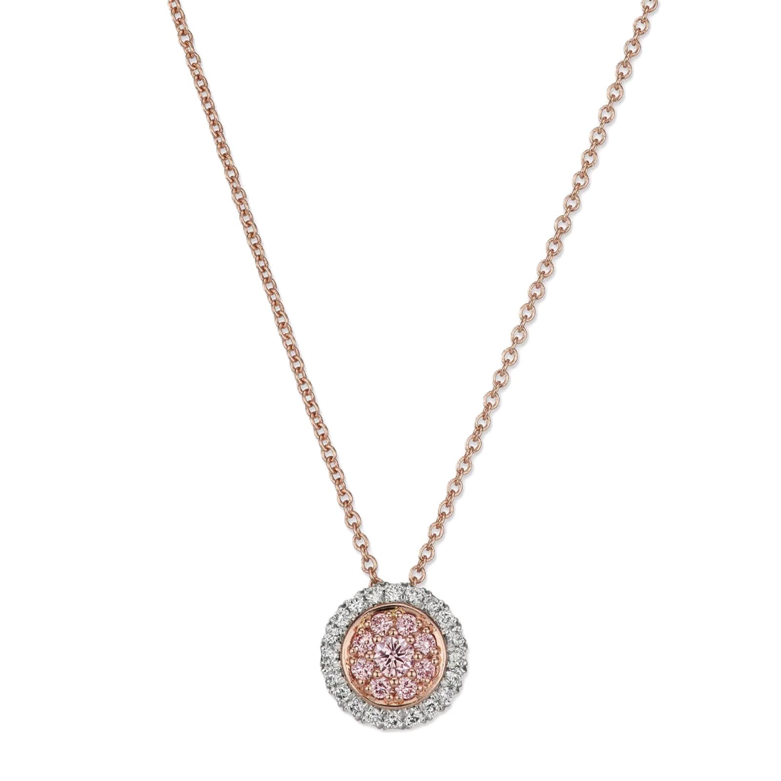 J Fine Platinum & 18K Rose Gold Argyle Pink™ Diamond Double Halo Necklace