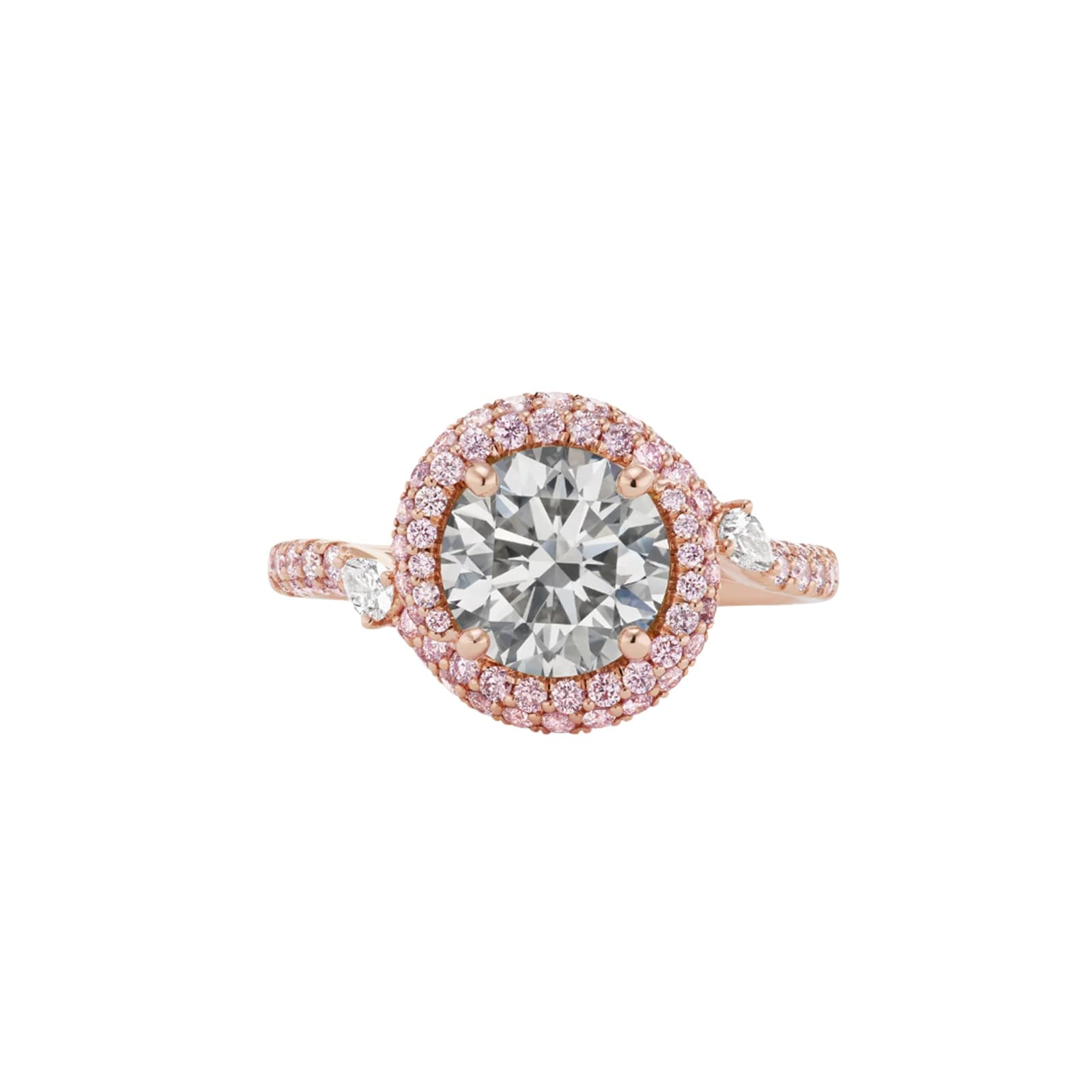 J Fine 18K Pink Gold Argyle Pink™ Diamond and Round Gray Diamond Ring - Size 6.5