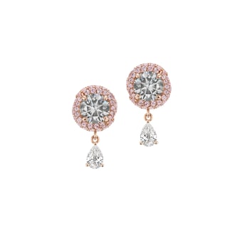 J Fine 18K Pink Gold Argyle Pink™ Diamond and Round Gray Diamond Stud Earrings