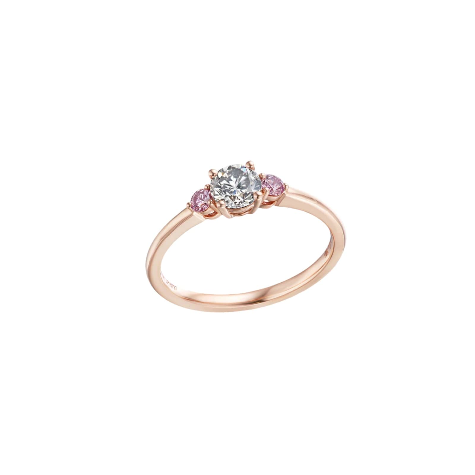 J Fine 18K Pink Gold Argyle Pink™ Diamond and Gray Diamond Stackable Three Stone Ring - Size 6.5