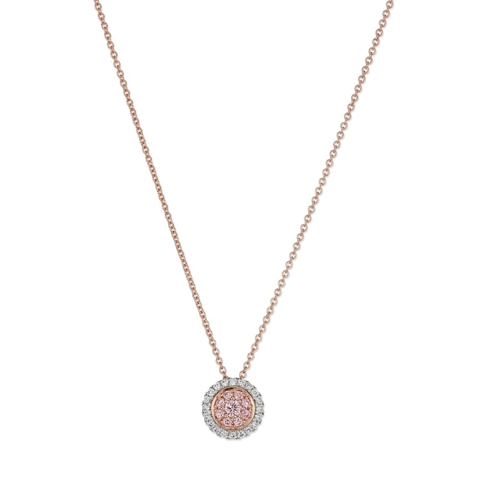 J Fine Platinum & 18K Rose Gold Argyle Pink™ Diamond Double Halo Necklace