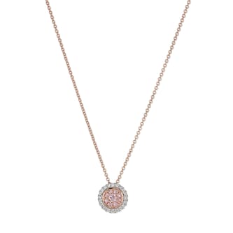 J Fine Platinum & 18K Rose Gold Argyle Pink™ Diamond Double Halo Necklace