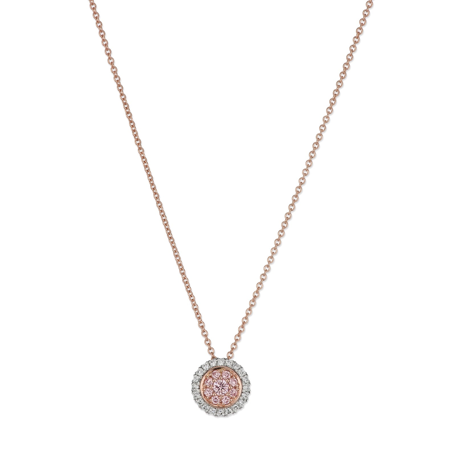 J Fine Platinum & 18K Rose Gold Argyle Pink™ Diamond Double Halo Necklace