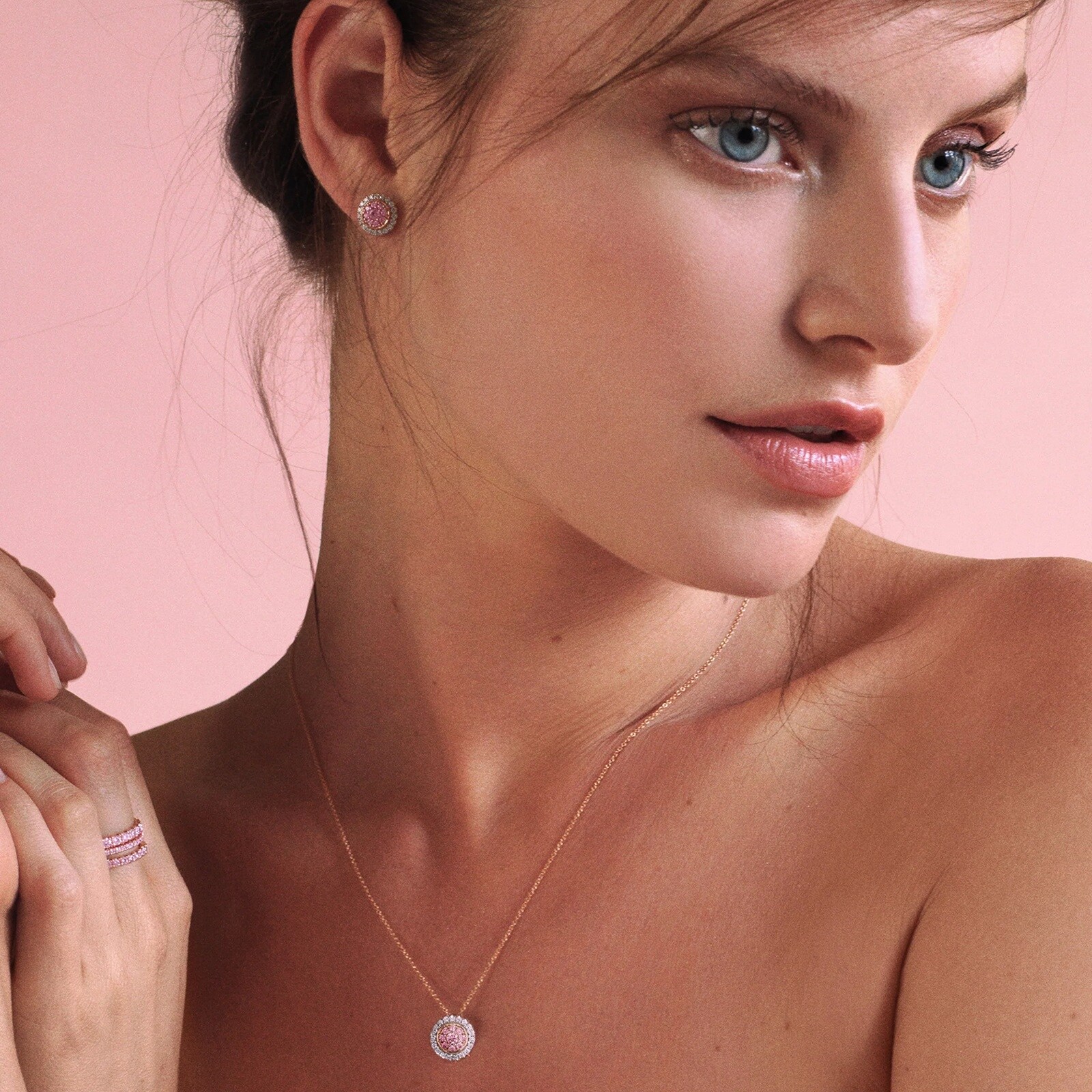 J Fine Platinum & 18K Rose Gold Argyle Pink™ Diamond Double Halo Necklace
