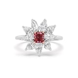 J Fine 18K White & Rose Gold Deep Pink Radiant Diamond Floral Ring