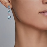 J Fine 18K White & Rose Gold Argyle Pink™ Diamond and Aquamarine Three Station Drop Earrings