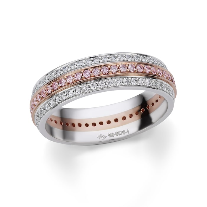 J Fine Platinum & 18K Rose Gold Argyle Pink™ Diamond Three Row Eternity Band Ring