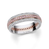 J Fine Platinum & 18K Rose Gold Argyle Pink™ Diamond Three Row Eternity Band Ring