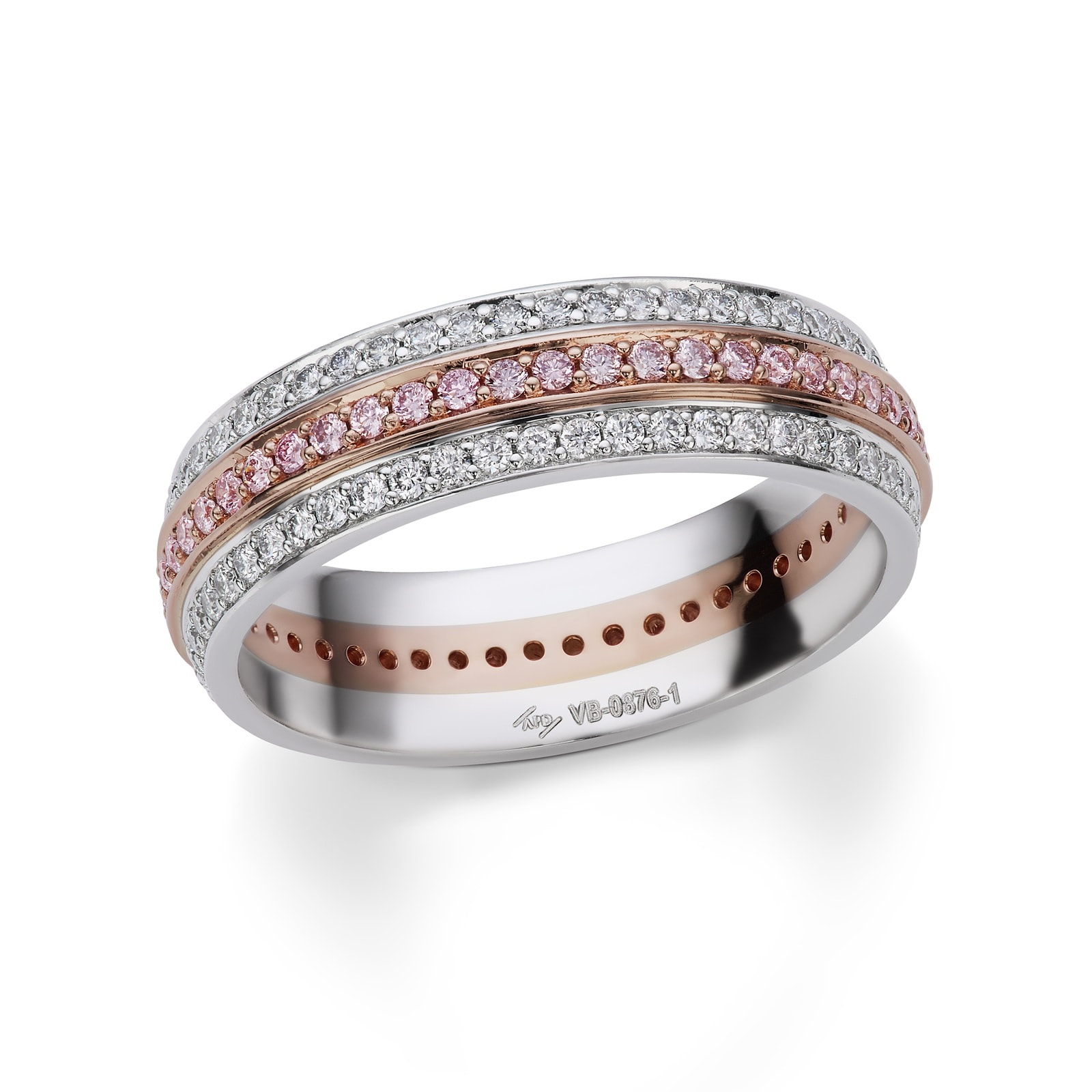 J Fine Platinum & 18K Rose Gold Argyle Pink™ Diamond Three Row Eternity Band Ring