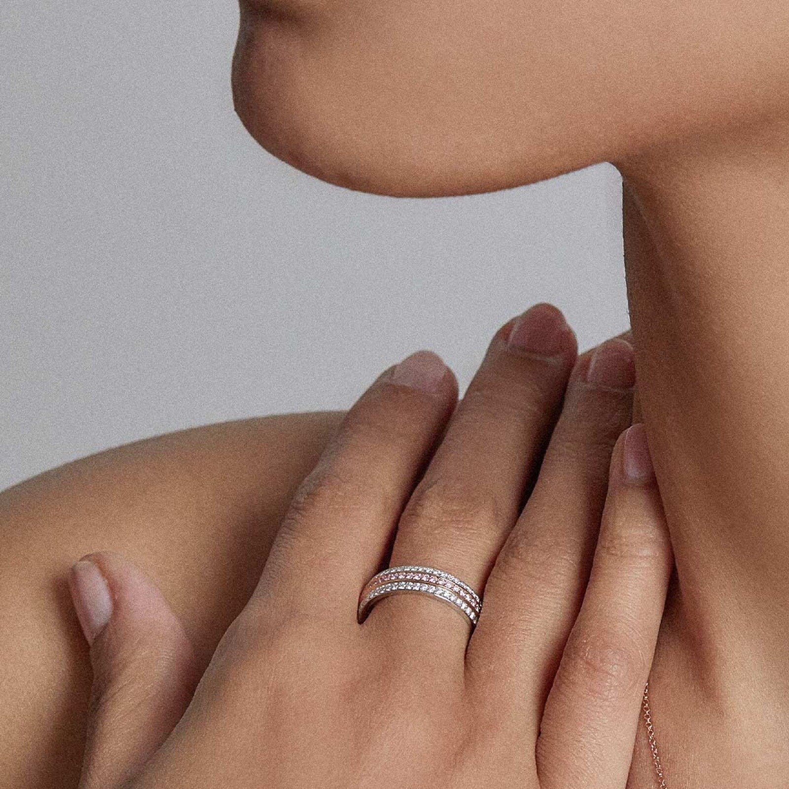 J Fine Platinum & 18K Rose Gold Argyle Pink™ Diamond Three Row Eternity Band Ring
