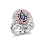 J Fine 18K White & Rose Gold Fancy Blue Marquise Diamond Dome Ring