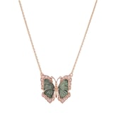 J Fine 18K Rose Gold Argyle Pink™ Diamond & Green Tourmaline Butterfly Necklace