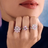J Fine Platinum & 18K Rose Gold Argyle Pink™ Diamond and Green Diamond Floral Ring