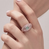 J Fine 18K Rose Gold Bluish Green and Pink Diamond Dome Ring