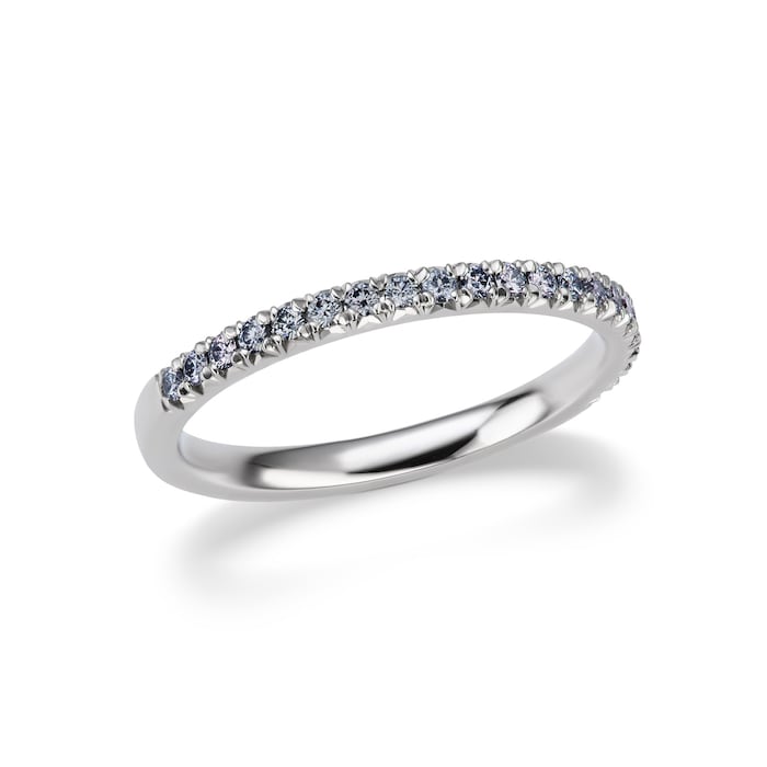 J Fine Platinum Argyle Blue Diamond French Pave Half Eternity Band - Ring Size 6.5