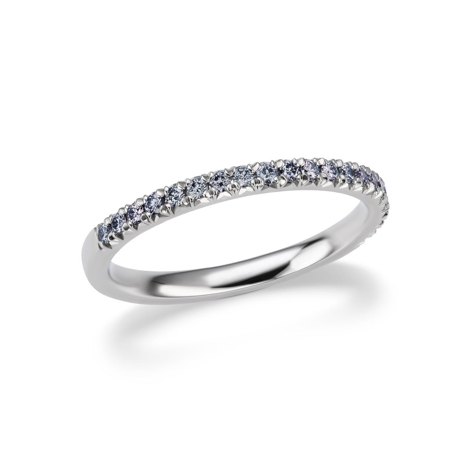 J Fine Platinum Argyle Blue Diamond French Pave Half Eternity Band - Ring Size 6.5