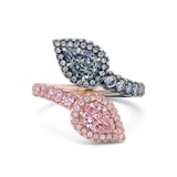 J Fine 18K Rose Gold Blue and Pink Diamond Bypass Ring