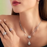 J Fine Platinum & 18K Rose Gold Argyle Pink™ Diamond and Green Pear Shape Diamond Necklace