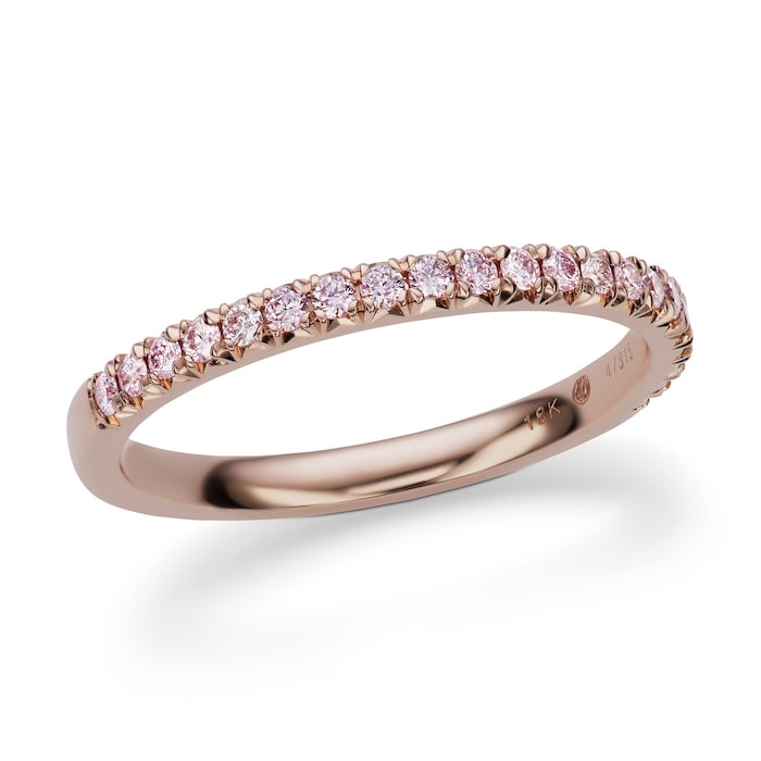 J Fine 18K Rose Gold Argyle Pink™ Diamond French Pave Half Eternity Band - Ring Size 6