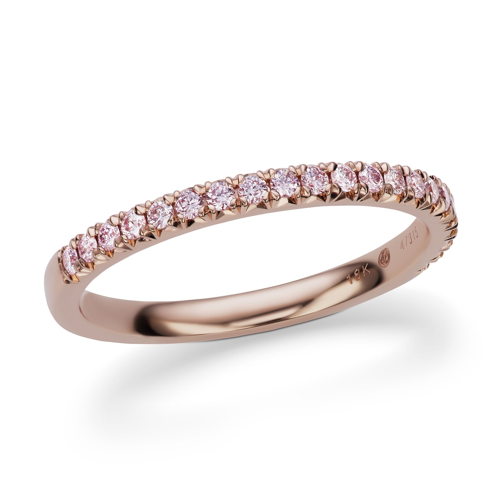 J Fine 18K Rose Gold Argyle Pink™ Diamond French Pave Half Eternity Band - Ring Size 6