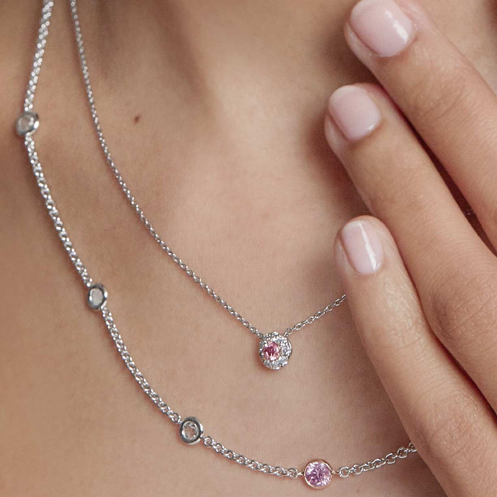 J Fine Platinum & 18K Rose Gold Argyle Pink™ Diamond Halo Pendant Necklace