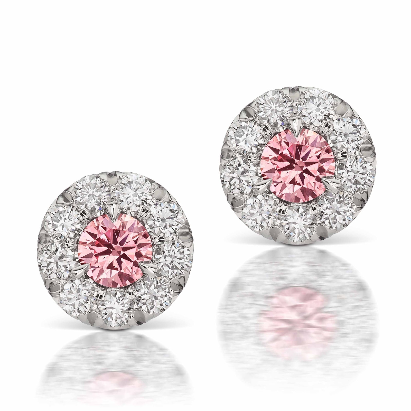 J Fine Platinum & 18K Rose Gold Argyle Pink™ Diamond Halo Stud Earrings