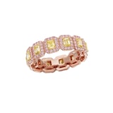 J Fine 18K Rose Gold Argyle Pink™ Diamond and Yellow Emerald Cut Diamond Eternity Band